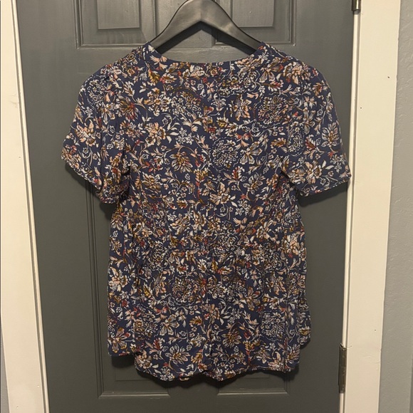 Knox Rose Navy Floral Blouse Button Down - Picture 3 of 3